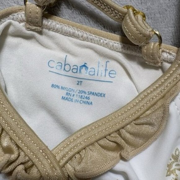 Cabana Llife Girl's Toddler 2T White Gold Swimsuit Cover-Up Set UPF Protection - Picture 8 of 15